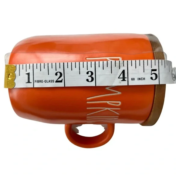 ❌SOLD❌ Rae Dunn NWT PUMPKIN Wooden Lid Fall Autumn Mug Orange and Ivory NEW - Picture 8 of 13
